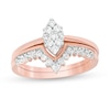 3/8 CT. T.W. Composite Marquise Diamond "V" Bridal Set in 10K Rose Gold