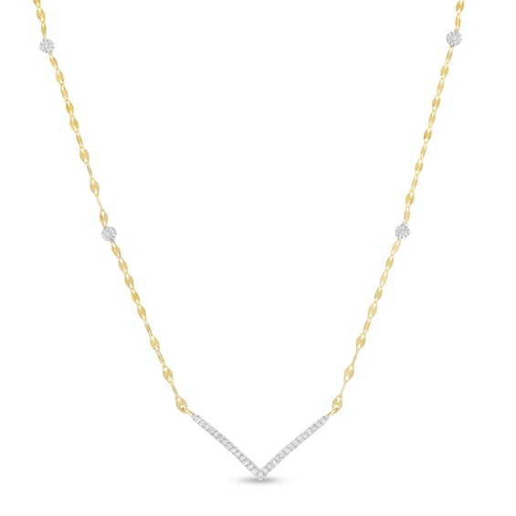 1/10 CT. T.w. Diamond Chevron Necklace in 10K Two-Tone Gold