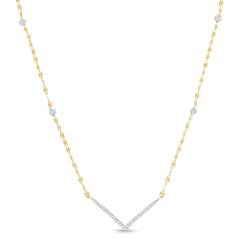 1/10 CT. T.W. Diamond Chevron Necklace in 10K Two-Tone Gold