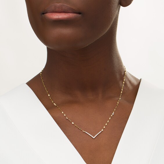1/10 CT. T.w. Diamond Chevron Necklace in 10K Two-Tone Gold