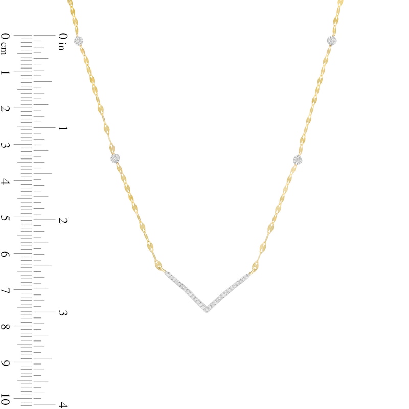 Main Image 4 of 1/10 CT. T.W. Diamond Chevron Necklace in 10K Two-Tone Gold