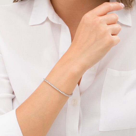 1 CT. T.w. Diamond Square Tennis Bracelet in 10K White Gold