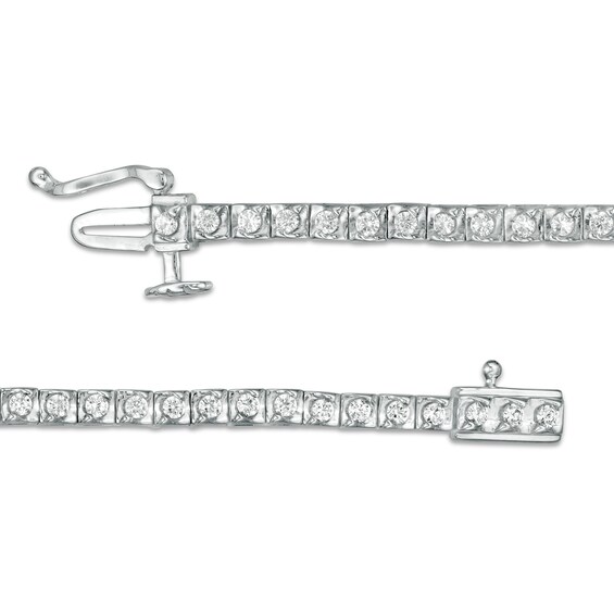 1 CT. T.w. Diamond Square Tennis Bracelet in 10K White Gold