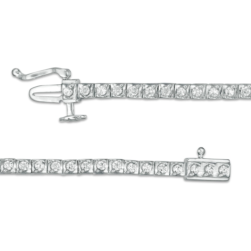 Main Image 3 of 1 CT. T.W. Diamond Square Tennis Bracelet in 10K White Gold