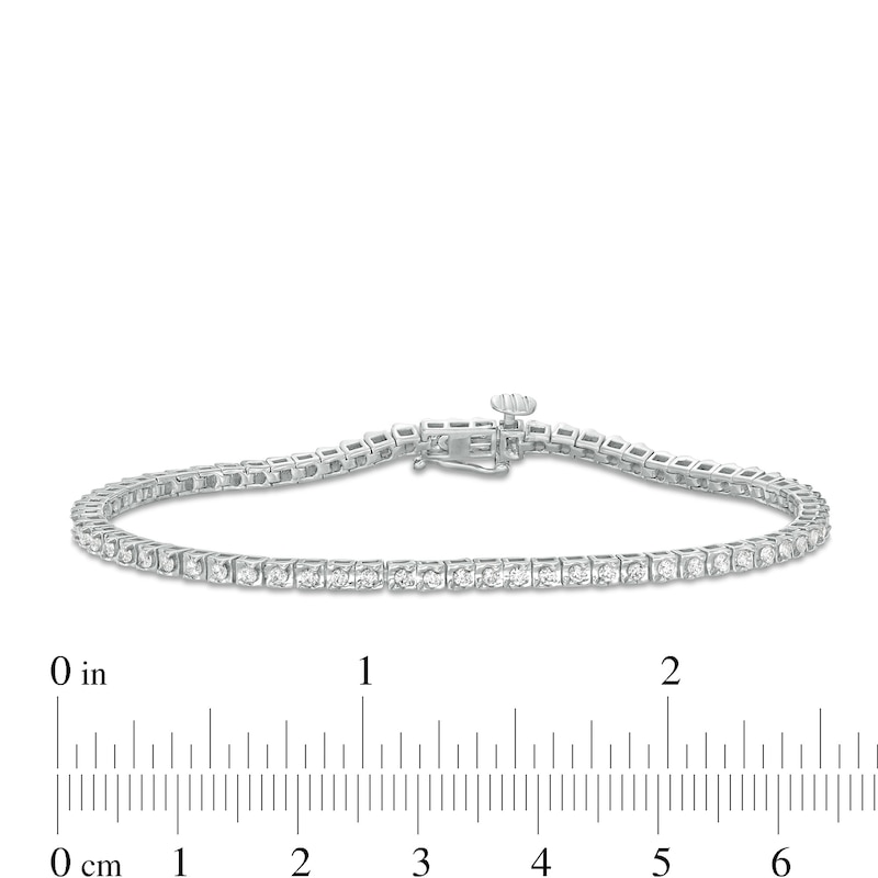 Main Image 4 of 1 CT. T.W. Diamond Square Tennis Bracelet in 10K White Gold