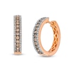 1 CT. T.W. Champagne and White Diamond Edge Hoop Earrings in 10K Rose Gold