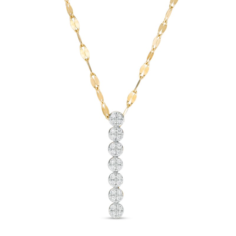 Main Image 1 of 1/6 CT. T.W. Composite Diamond Seven Stone Linear Stick Pendant in 10K Gold