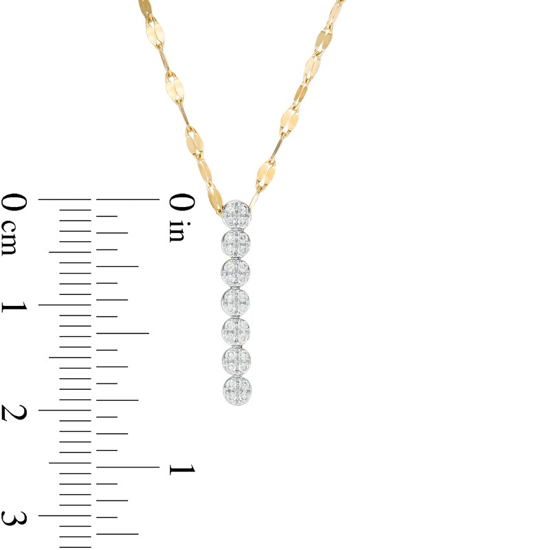 Main Image 3 of 1/6 CT. T.W. Composite Diamond Seven Stone Linear Stick Pendant in 10K Gold