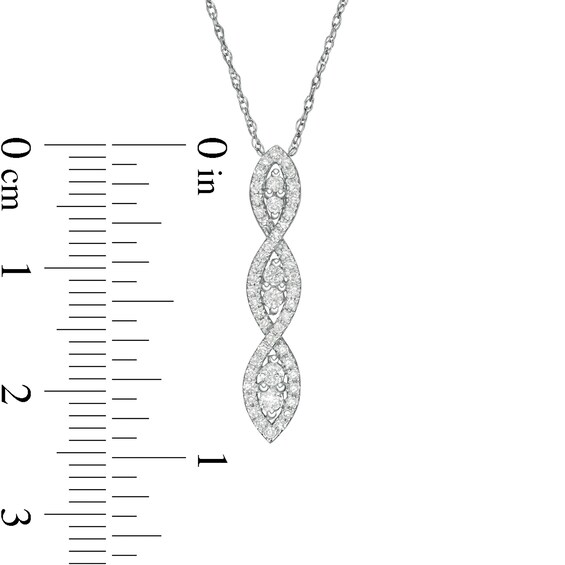 1/4 CT. T.w. Diamond Duos Cascading Pendant in 10K White Gold