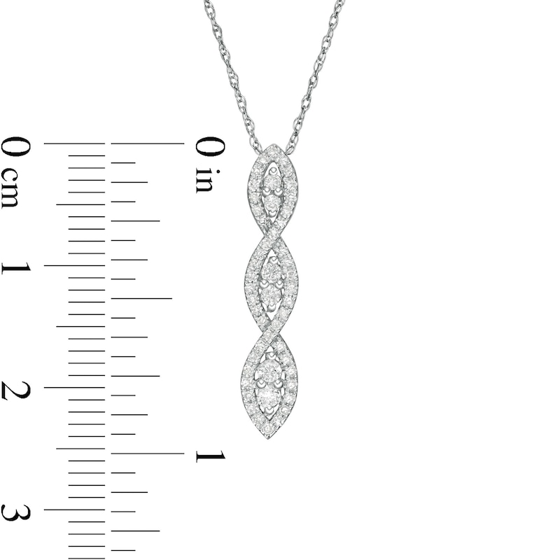Main Image 3 of 1/4 CT. T.W. Diamond Duos Cascading Pendant in 10K White Gold