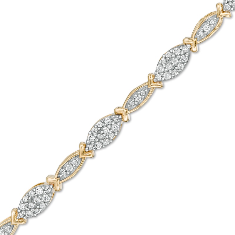 Main Image 1 of 1 CT. T.W. Diamond Marquise Line Bracelet in 10K Gold - 7.25"