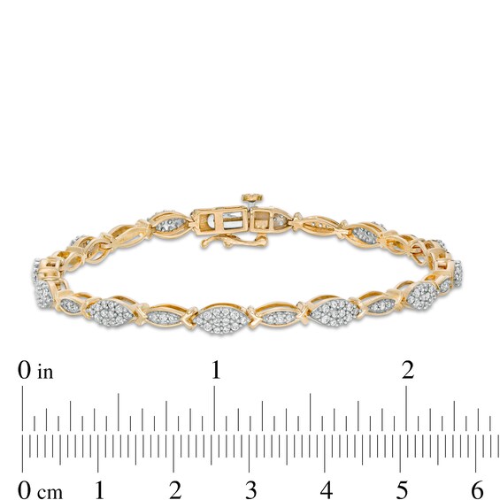 1 CT. T.w. Diamond Marquise Line Bracelet in 10K Gold - 7.25"