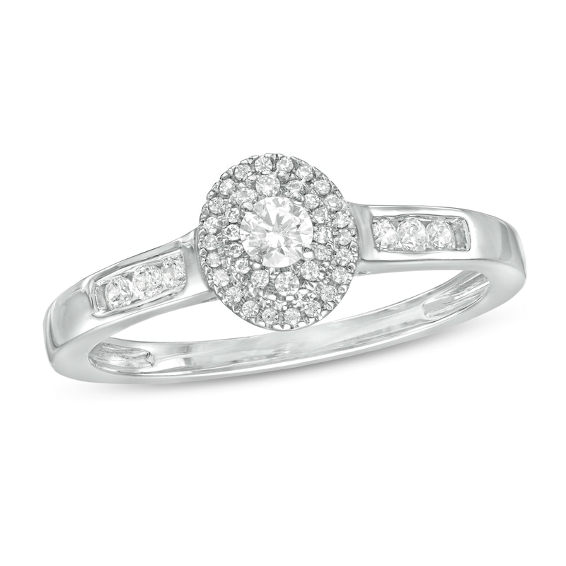 Cherished Promise Collection™ 1/4 CT. T.W. Diamond Double Oval Frame Promise Ring in 10K White Gold