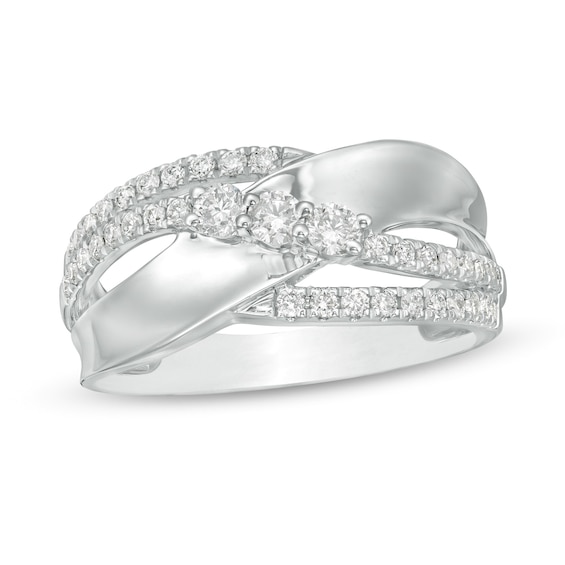 1/2 CT. T.w. Diamond Multi-Row Overlay Ring in 10K White Gold