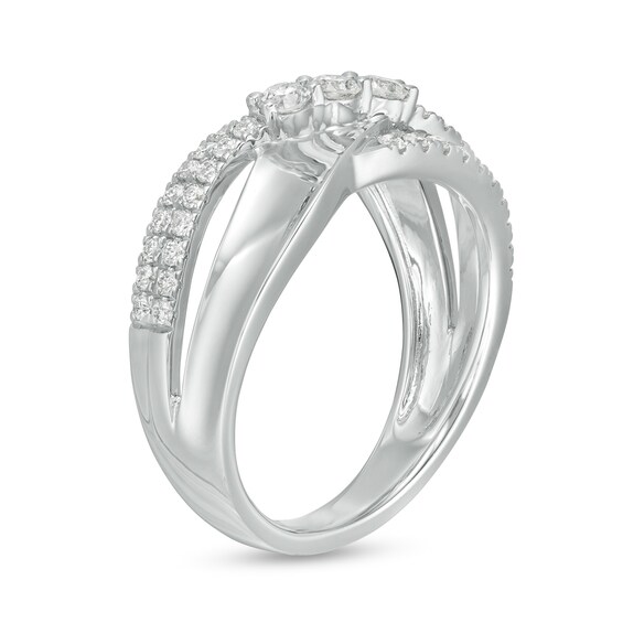 1/2 CT. T.w. Diamond Multi-Row Overlay Ring in 10K White Gold