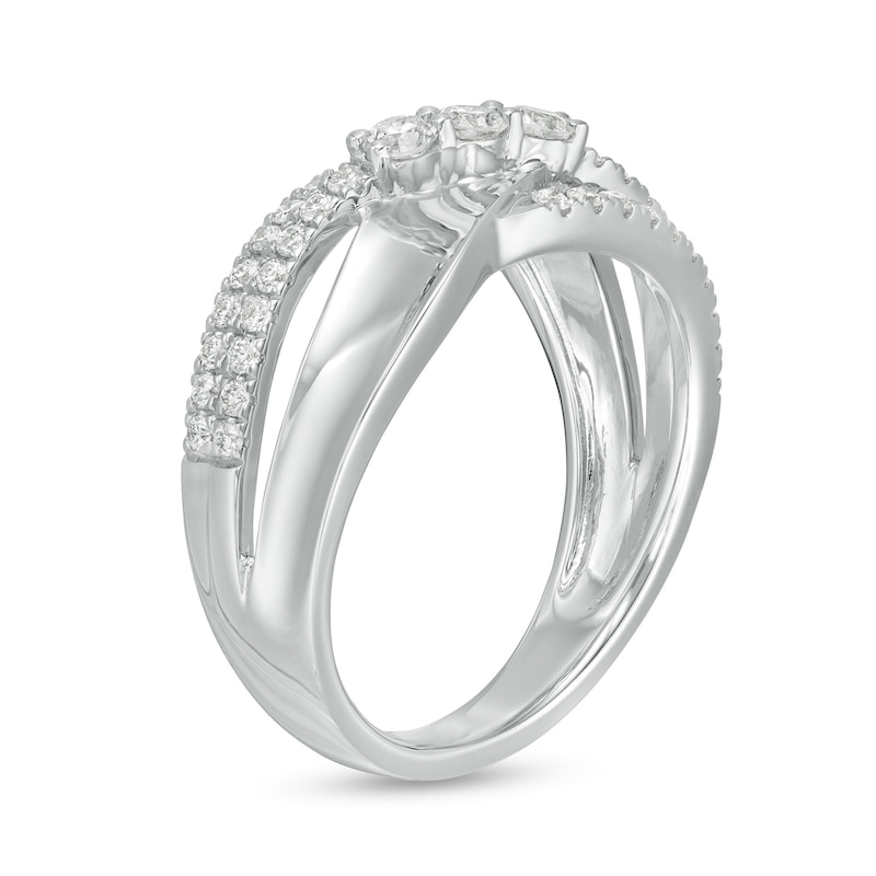 Main Image 3 of 1/2 CT. T.W. Diamond Multi-Row Overlay Ring in 10K White Gold