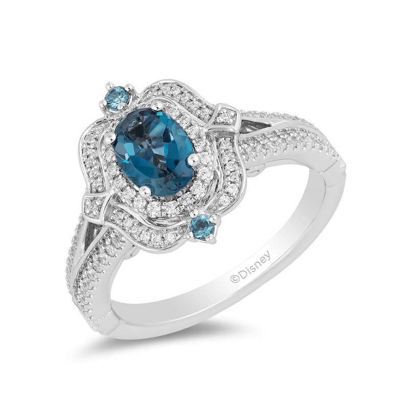 Collector's Edition Enchanted Disney Cinderella 70th Anniversary Topaz and 1/4 CT. T.W. Diamond Ring in 14K White Gold