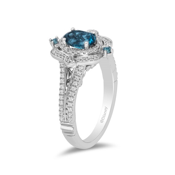 Collector's Edition Enchanted Disney Cinderella 70th Anniversary Topaz and 1/4 CT. T.w. Diamond Ring in 14K White Gold
