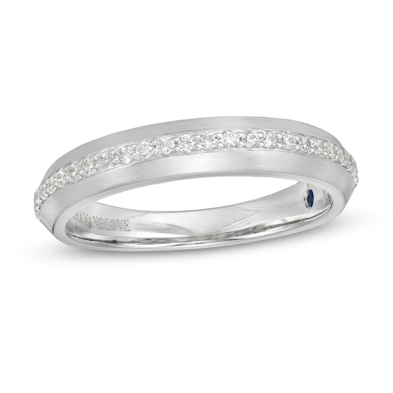Vera Wang Men's 1/4 CT. T.w. Diamond Grooved Wedding Band in 14K White Gold