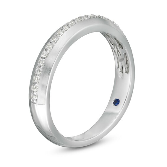 Vera Wang Men's 1/4 CT. T.w. Diamond Grooved Wedding Band in 14K White Gold