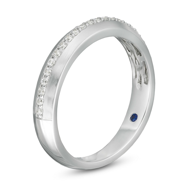 Main Image 3 of Vera Wang Men's 1/4 CT. T.W. Diamond Grooved Wedding Band in 14K White Gold