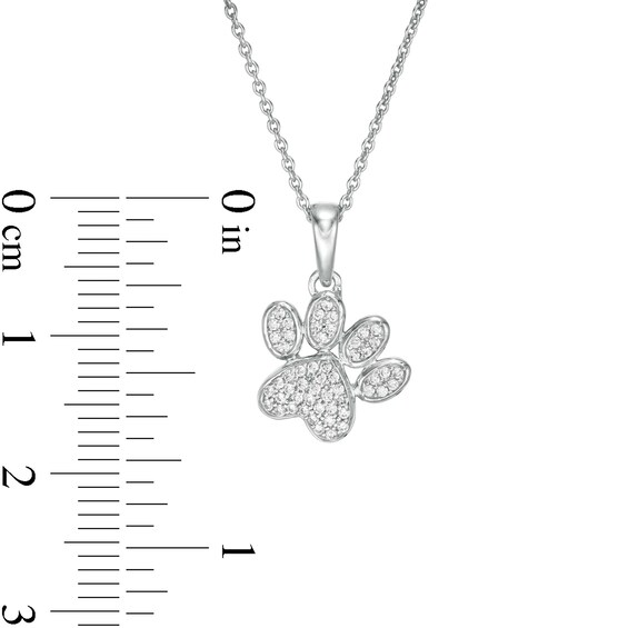 1/8 CT. T.w. Diamond Tilted Paw Print Pendant in 10K White Gold