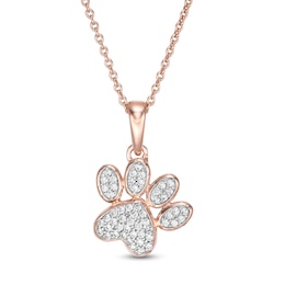 1/8 CT. T.W. Diamond Tilted Paw Print Pendant in 10K Rose Gold
