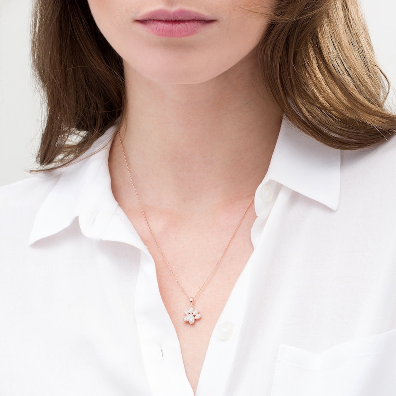 Main Image 2 of 1/8 CT. T.W. Diamond Tilted Paw Print Pendant in 10K Rose Gold