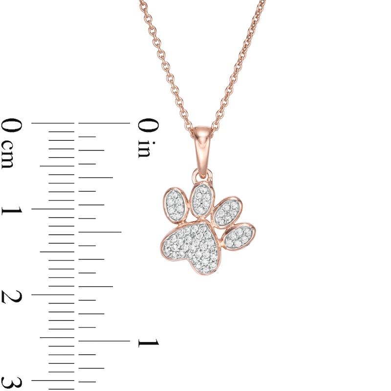 Main Image 3 of 1/8 CT. T.W. Diamond Tilted Paw Print Pendant in 10K Rose Gold