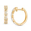 1/15 CT. T.W. Diamond Square Chain Link Hoop Earrings in 10K Gold