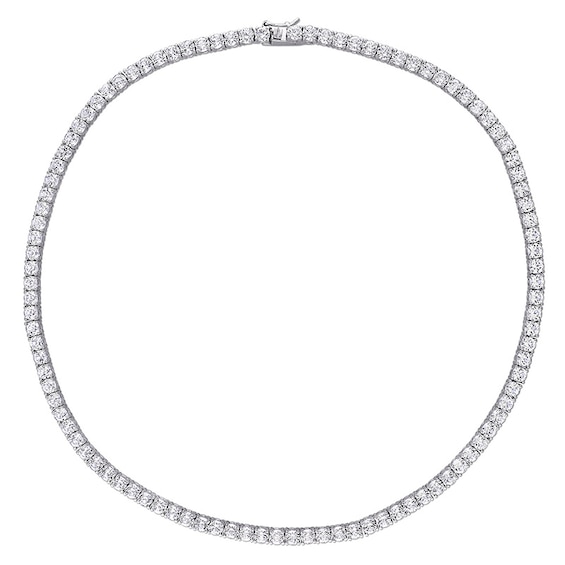 4.0mm White Lab-Created Sapphire Tennis Necklace in Sterling Silver - 17"