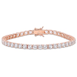 4.0mm Lab-Created White Sapphire Tennis Bracelet in Sterling Silver with Rose Rhodium - 7.25"