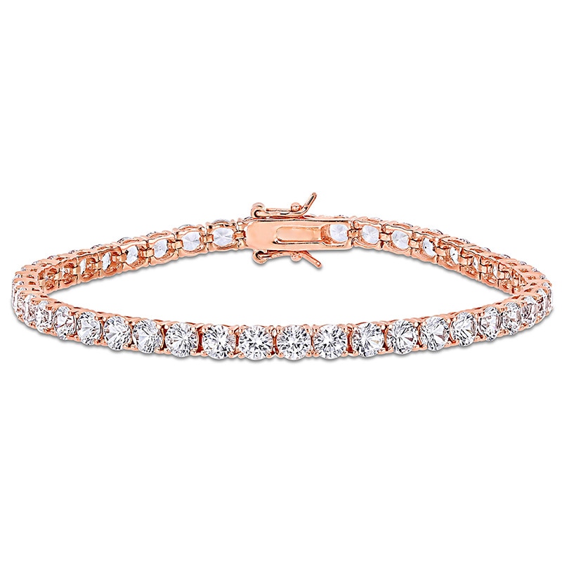 Main Image 1 of 4.0mm Lab-Created White Sapphire Tennis Bracelet in Sterling Silver with Rose Rhodium - 7.25"