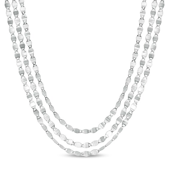 2.7mm Multi-Strand Valentino Chain Choker Necklace in 14K White Gold - 17" 2.7mm Multi-Strand Valentino Chain Choker Necklace in 14K White Gold - 17"