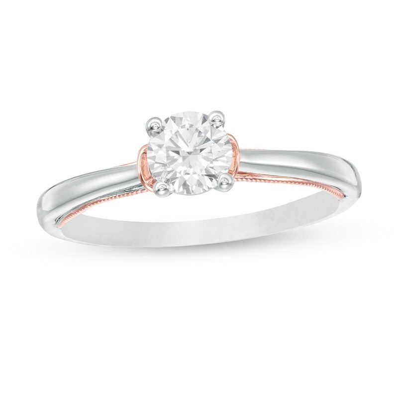 Main Image 1 of 5/8 CT. T.W. Diamond Engagement Ring in 14K Two-Tone Gold (I/I2)