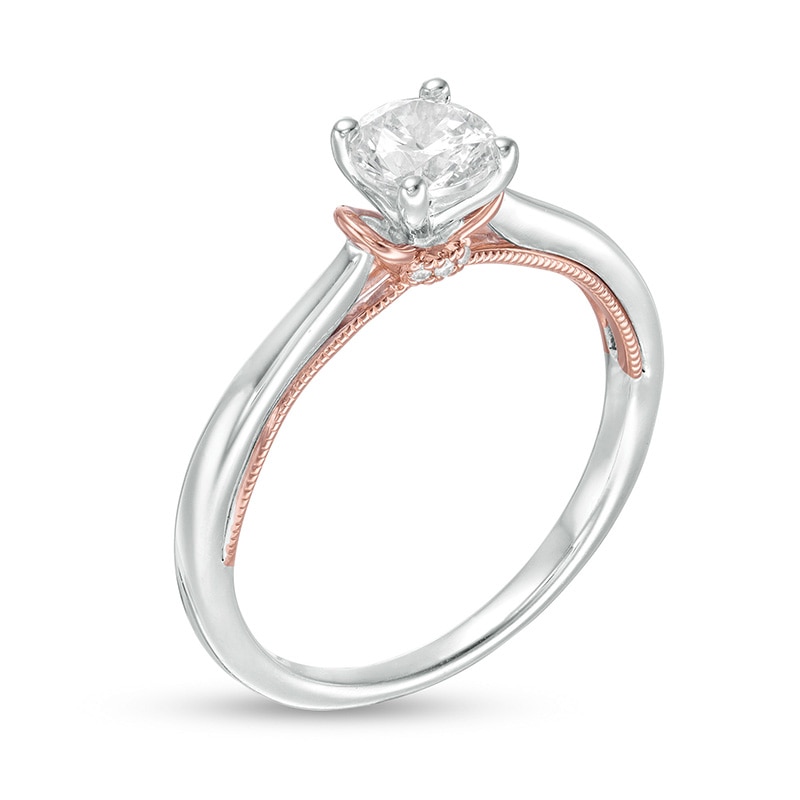 Main Image 3 of 5/8 CT. T.W. Diamond Engagement Ring in 14K Two-Tone Gold (I/I2)