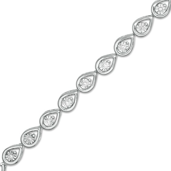1/10 CT. T.w. Diamond Teardrop Link Bracelet in Sterling Silver - 7.5"