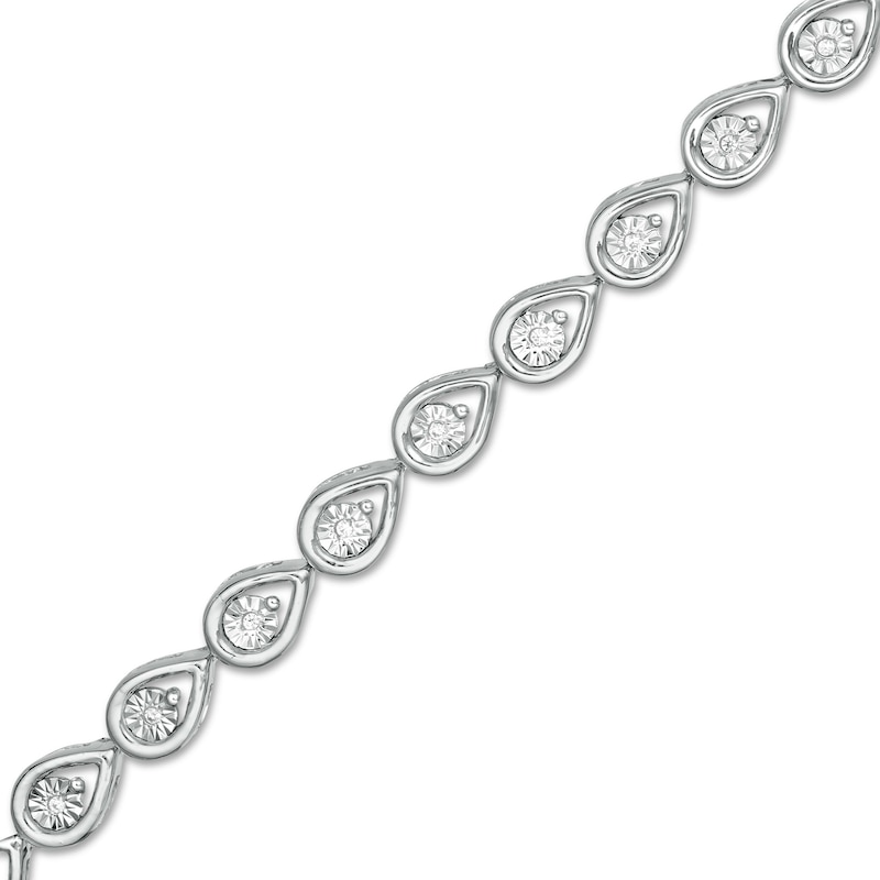 1/10 CT. T.W. Diamond Teardrop Link Bracelet in Sterling Silver - 7.5"