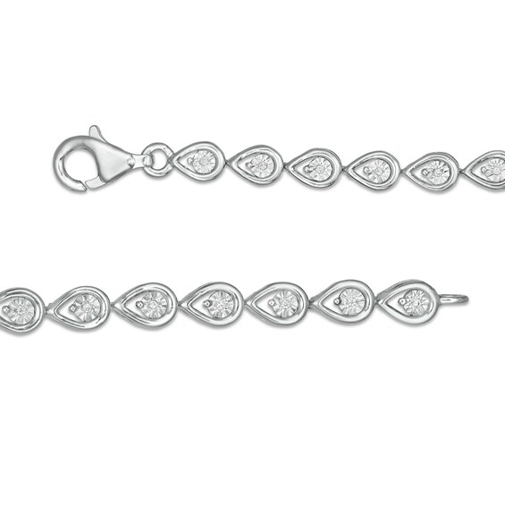 1/10 CT. T.w. Diamond Teardrop Link Bracelet in Sterling Silver - 7.5"