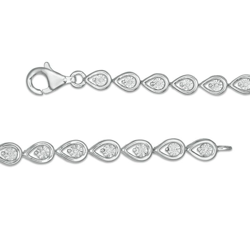 1/10 CT. T.W. Diamond Teardrop Link Bracelet in Sterling Silver - 7.5"