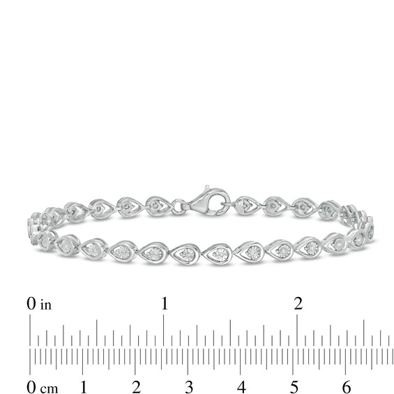 1/10 CT. T.w. Diamond Teardrop Link Bracelet in Sterling Silver - 7.5"