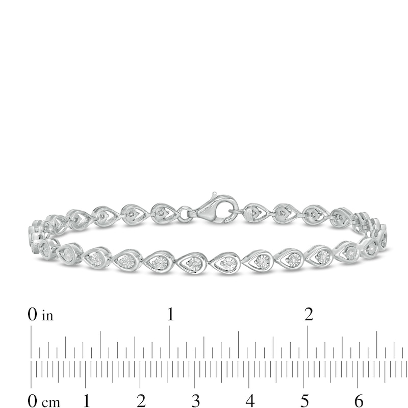 1/10 CT. T.W. Diamond Teardrop Link Bracelet in Sterling Silver - 7.5"