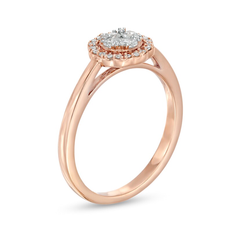 Main Image 3 of 1/4 CT. T.W. Composite Diamond Scallop Frame Ring in 10K Rose Gold