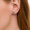 Thumbnail Image 2 of 1/2 CT. T.W. Champagne and White Diamond Frame Stud Earrings in 10K Rose Gold