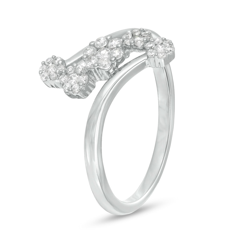 Main Image 3 of 1/3 CT. T.W. Composite Diamond Five Stone Bypass Ring in 10K White Gold