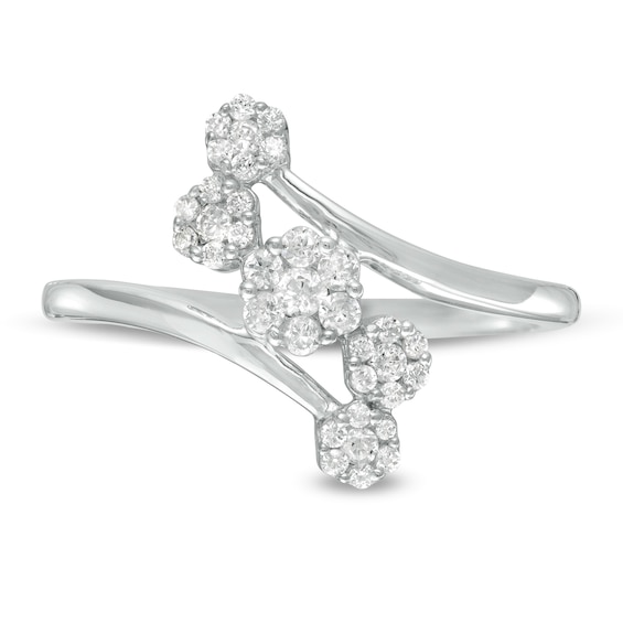 1/3 CT. T.w. Composite Diamond Five Stone Bypass Ring in 10K White Gold