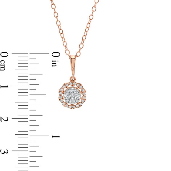 1/4 CT. T.w. Composite Diamond Flower Frame Pendant in 10K Rose Gold