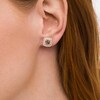 Thumbnail Image 2 of 1/2 CT. T.W. Champagne and White Diamond Double Cushion Frame Stud Earrings in 10K Rose Gold