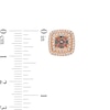 Thumbnail Image 3 of 1/2 CT. T.W. Champagne and White Diamond Double Cushion Frame Stud Earrings in 10K Rose Gold