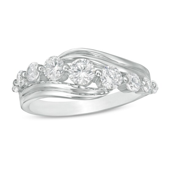 1 CT. T.w. Diamond Graduated Bypass Ring in 10K White Gold